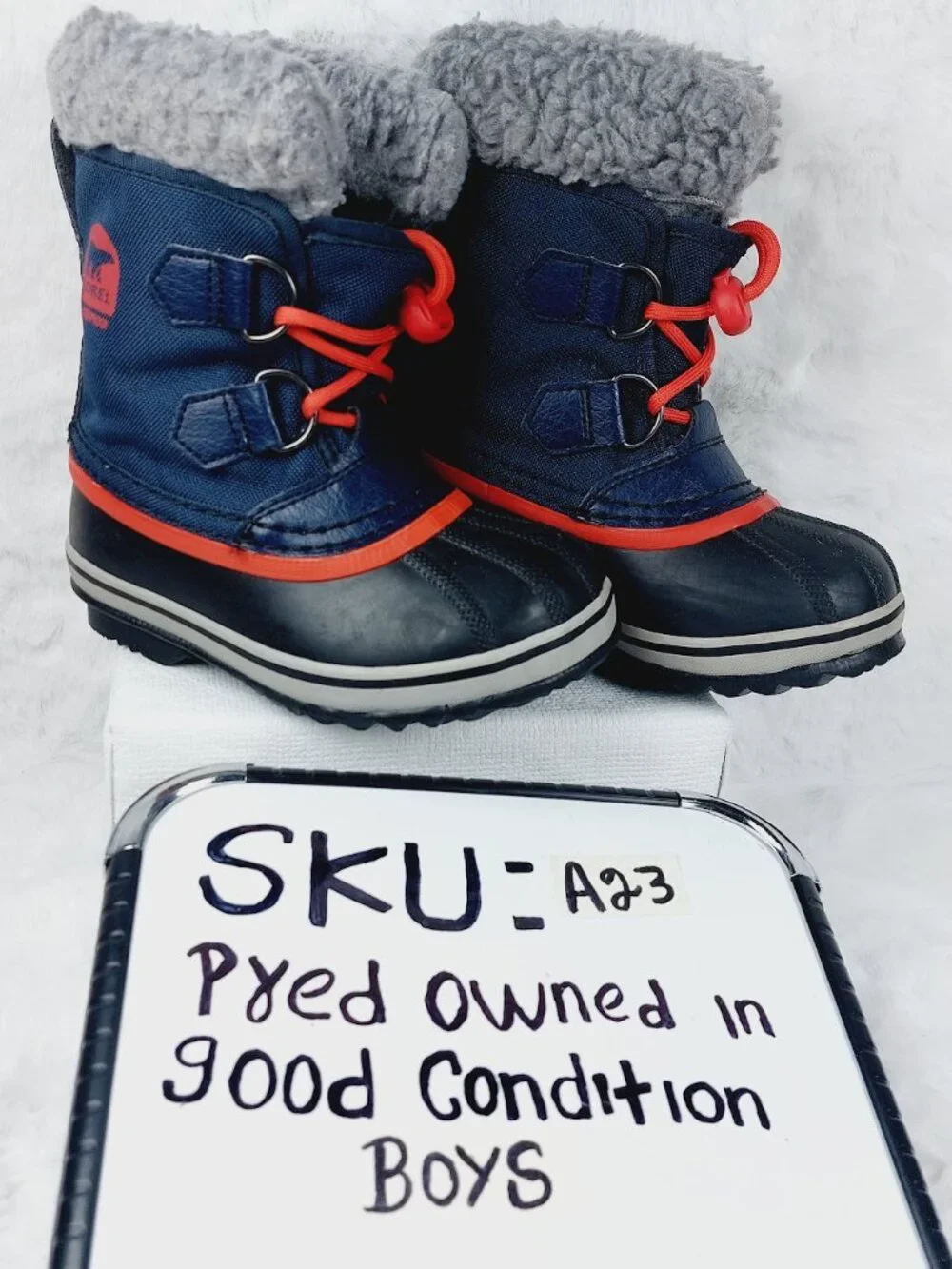 Sorel Boy's Navy Blue Black Yoot Pac Nylon NC1785-464 Snow Winter Boots Size 10